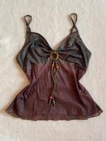 Mesh Boho grunge hippie top perlen Design Muster cami Sommer goth Hessen - Kassel Vorschau