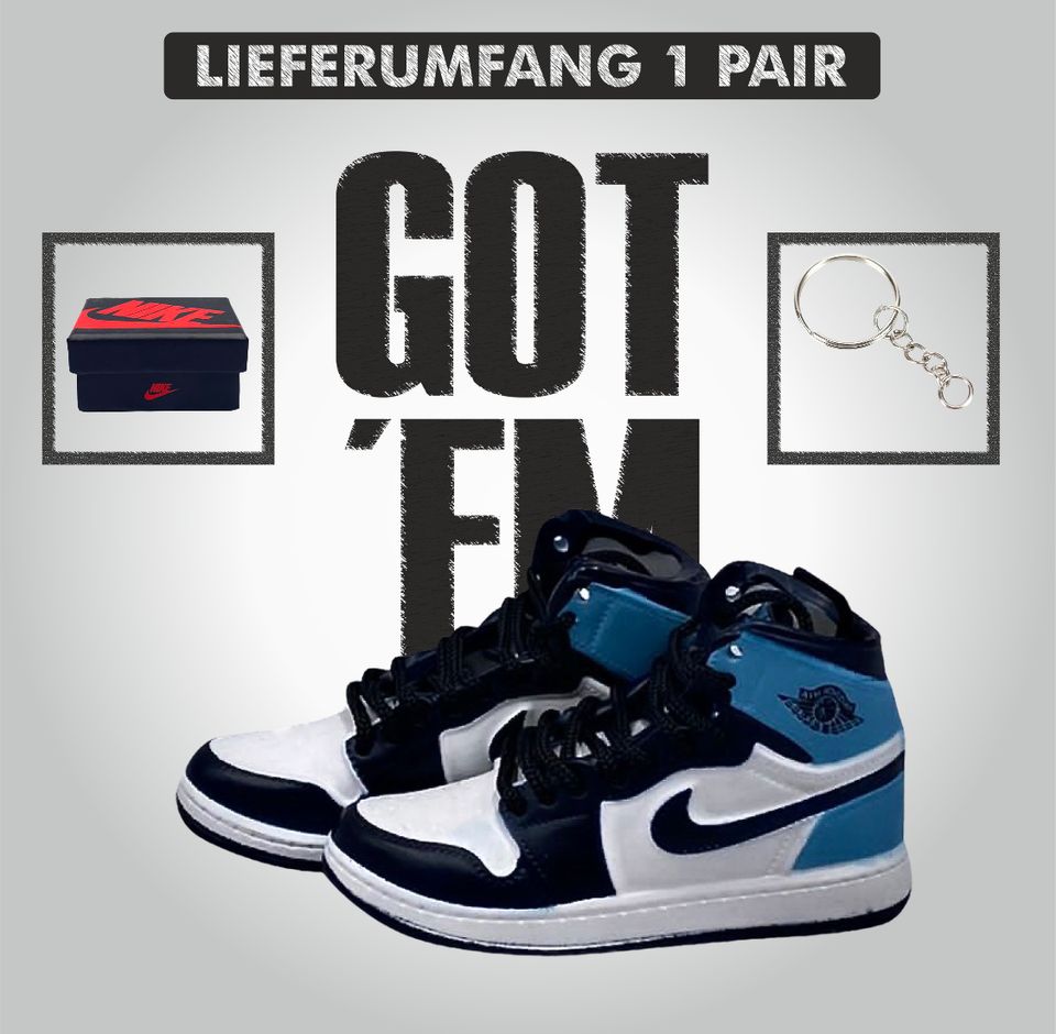 Mini Sneaker Keychain mit Box I Jordan 1 High Obsidian I NEU in Ottobrunn