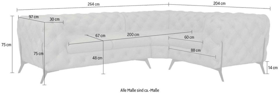 Ecksofa Amaury blau Samtoptik Wohnzimmer Knopfheftung in Bielefeld