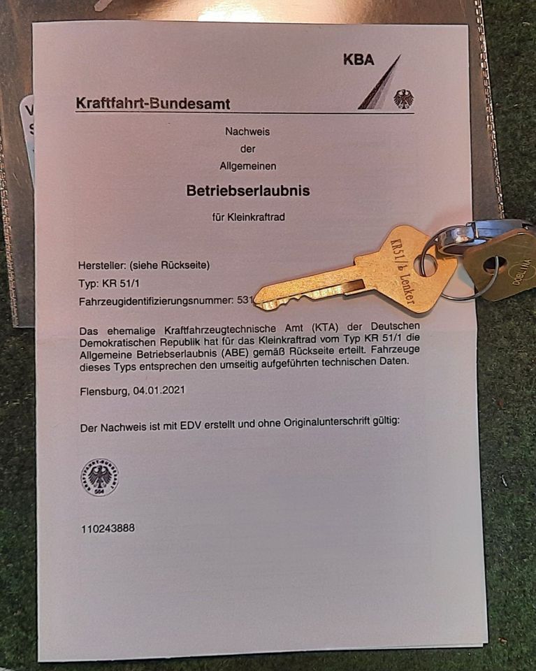 Simson Schwalbe KR51/1, 12V Vape, KBA Papiere, kein Tuning in Hermsdorf