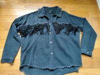 Jeans Bluse/Jacke mit Fransen Gr.42 schwarz Nordrhein-Westfalen - Hamminkeln Vorschau