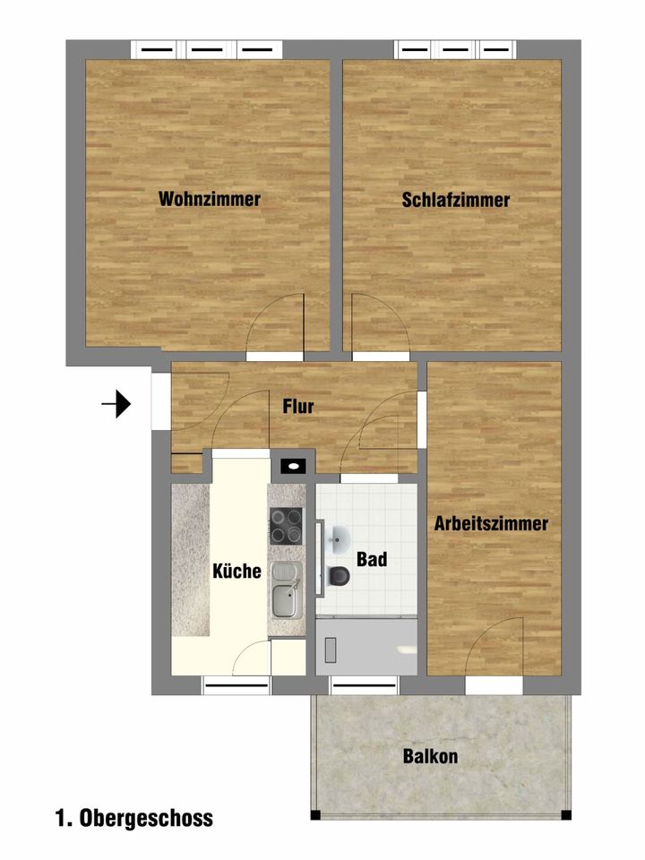 2021 Sanierte 3-Zi ETW | Ideal Vermietet! | Balkon in Chemnitz