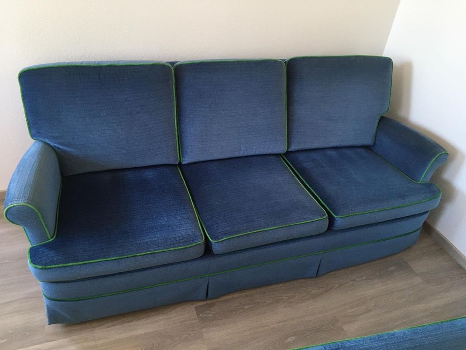 3er Sofa, Couch, Kanapee, blau, Samt, Wohnen, Einrichten in Bayerbach