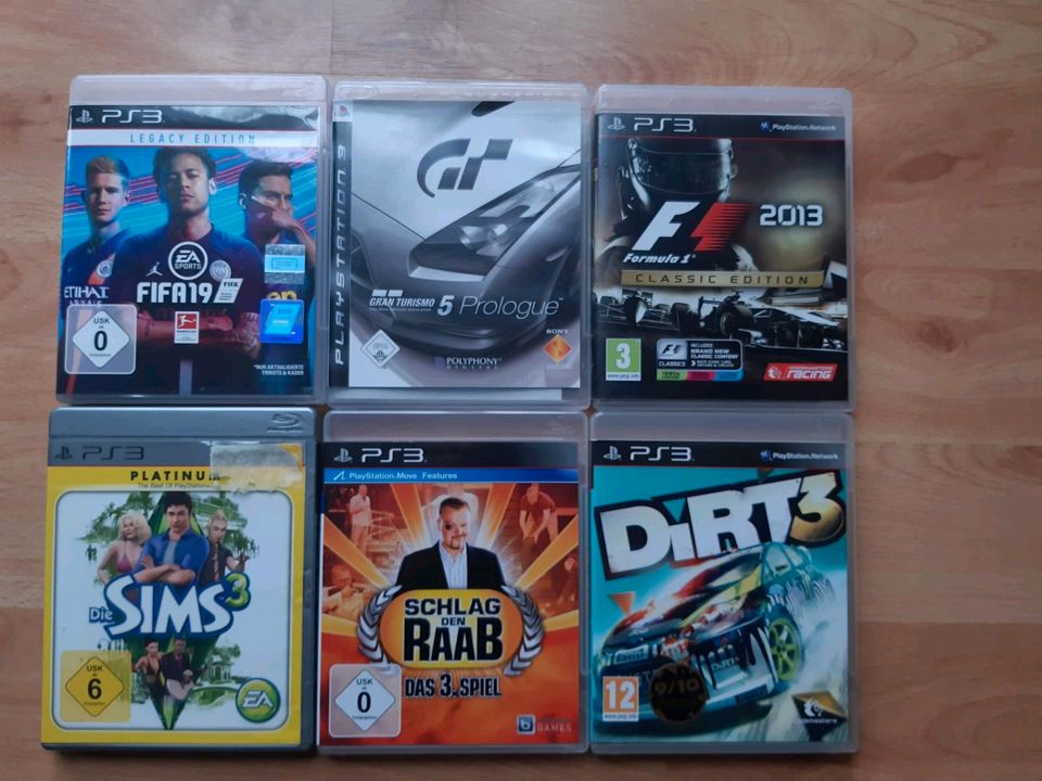 Playstation 3 inkl. Controller und 6 Spielen in Markkleeberg