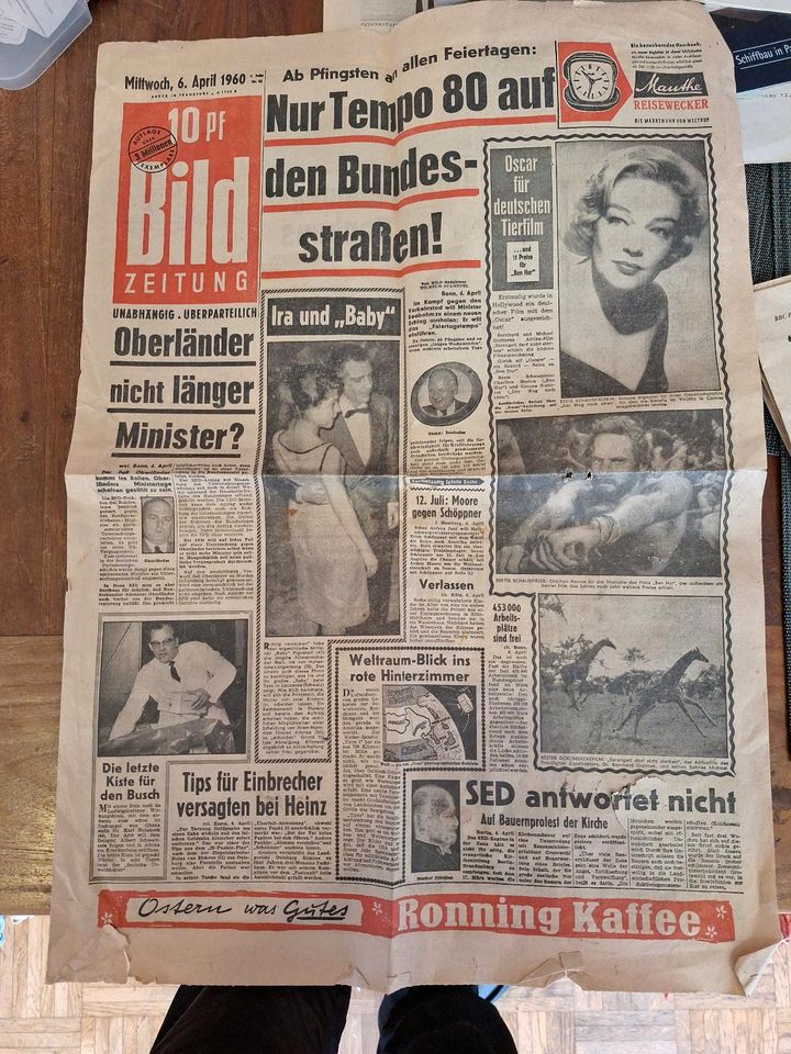 Original BILD-Zeitung vom 6. April 1960 in Weilburg