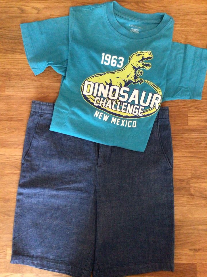 Lands End Jeans Shorts (UNGETRAGEN) & T–Shirt türkis  152/164 in Zwiefalten