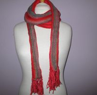 Langer Schal Rot gestreift, Hand gestrickt,handmade, neu Bayern - Traunstein Vorschau