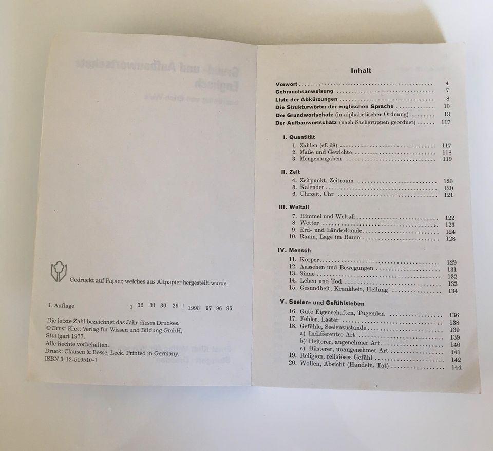 Wörterbuch Englisch-Deutsch / Klett Grund- und Aufbauwortschatz in Elleben
