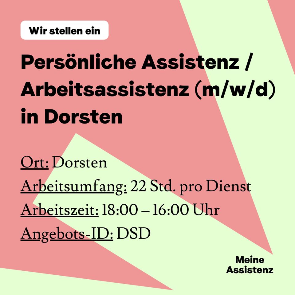 Persönliche Assistenz und Freizeitassistenz in Dorsten gesucht! in Dorsten