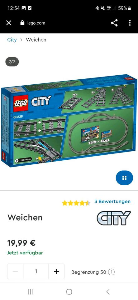 Lego City Weichen 60238 in Frei-Laubersheim