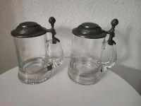 Kristallglas Bierseidel mit Zinndeckel 2 Stück Vintage Brandenburg - Großbeeren Vorschau