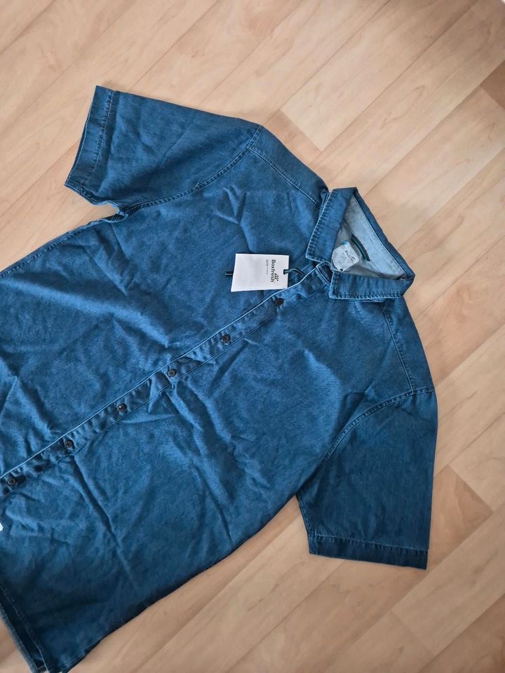 Boxfresh Jeans Hemd Jeanshemd kurzarm XL L in Linden