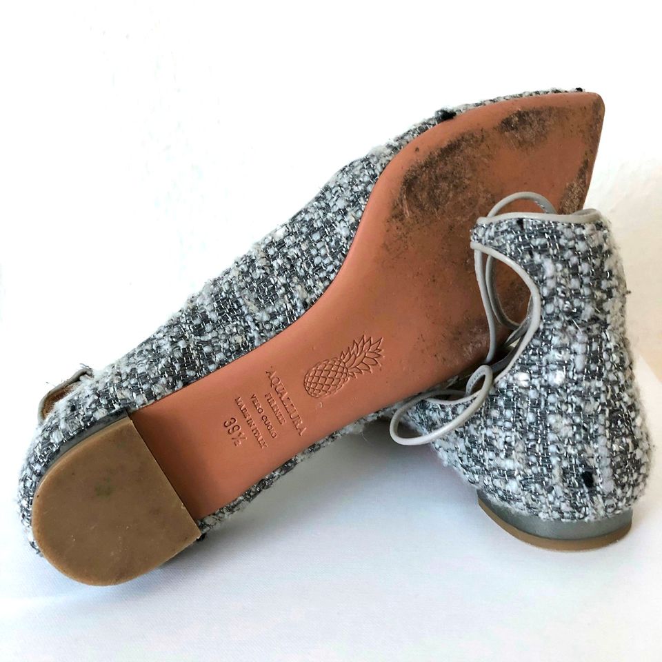 Aquazzura Ballerinas Christy Pumps Grau 39,5 Tweed Boucle Leder in Hamburg