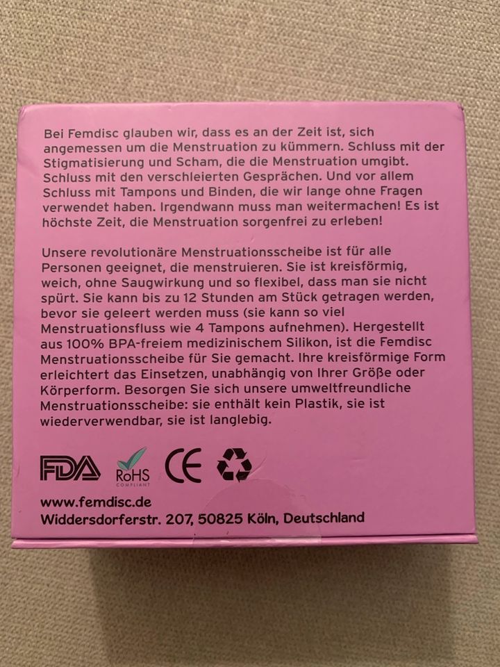 NEU Femdisc Menstruationsscheibe Periodenprodukt regular/70 mm in Bad Soden-Salmünster