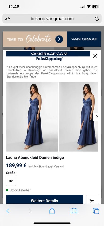 Laona Abendkleid von Peek&Cloppenburg Gr. 34 in Nieheim