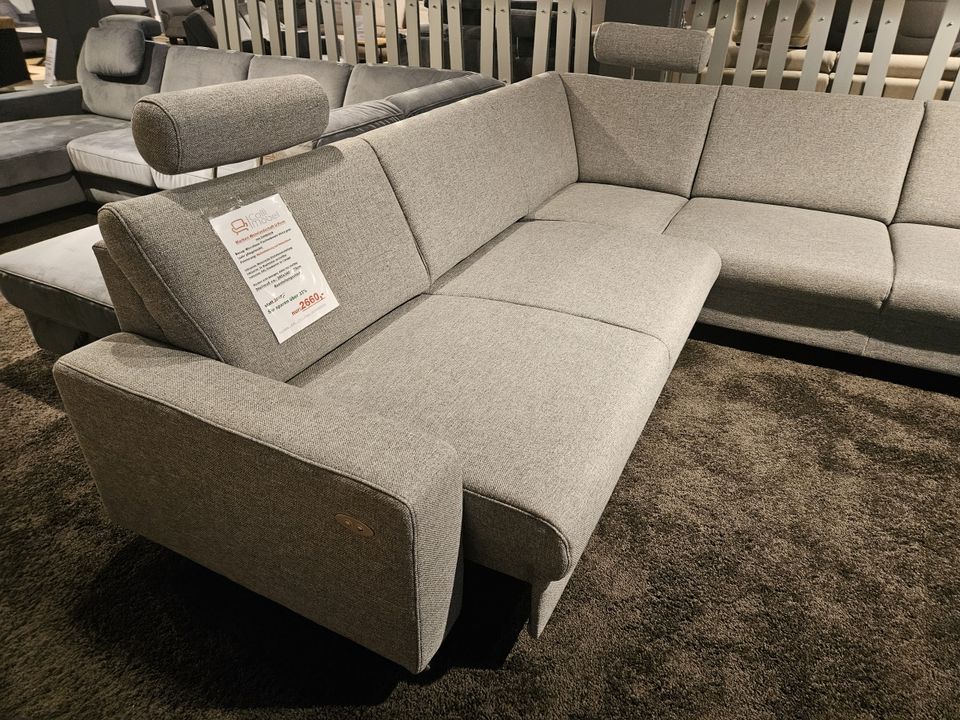 NEU XXL Wohnlandschaft Couch elektrisch Motor Vorziehbank grau %% in Bocholt