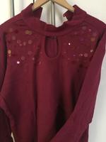 Langarm Shirt mit Pailletten, Gr.38, dunkelpink Saarland - Merzig Vorschau