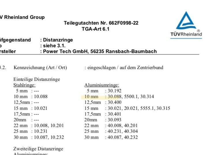 PowerTech 10(20)mm Spurplatte Mercedes R129 W201 W123 W124 R107 in Paderborn