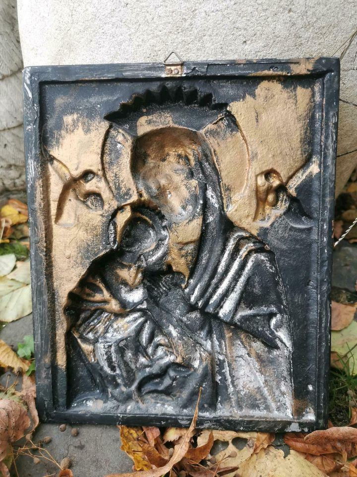 Antike Gussplatte Relief Maria Heilige Mutter Gottes  Madonna in Hanau