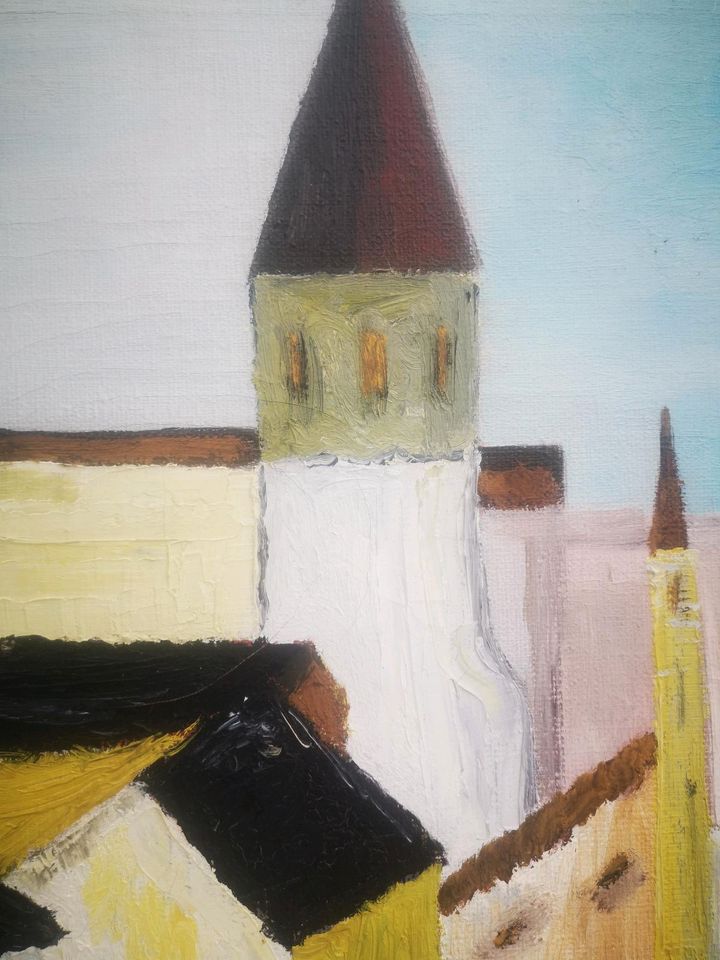 Alles Ölbild Gemälde Leinwand Holzrahmen Kirche Dorf in Stuttgart