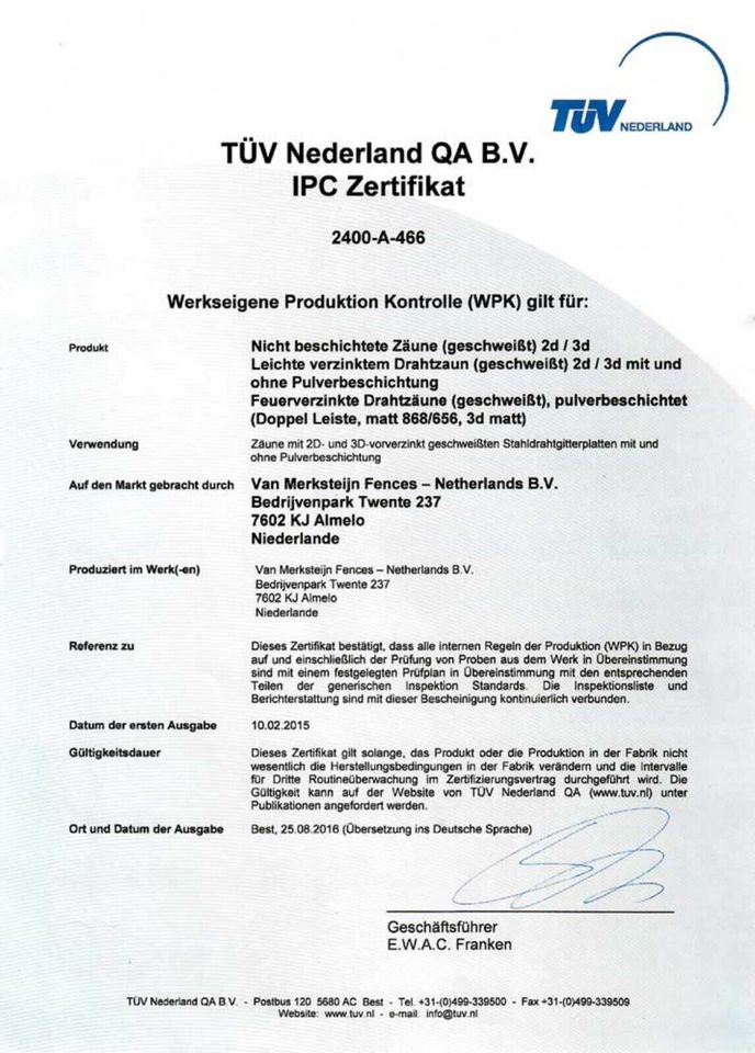 20m Doppelstabmattenzaun/Gartenzaun 8/6/8 Höhe 1830mm Typ A KO in Erftstadt