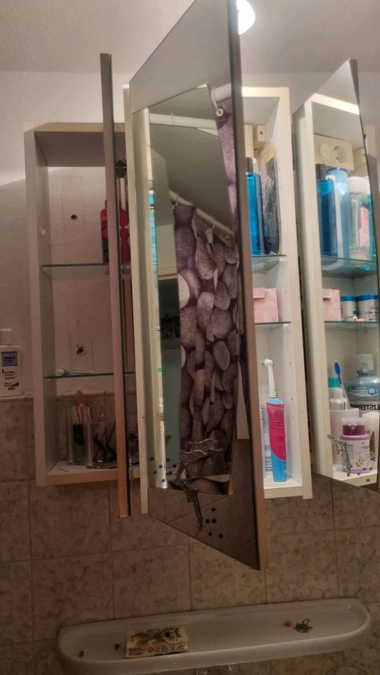 Badezimmer Spiegelschrank viel Platz mit Beleuchtung in Düsseldorf