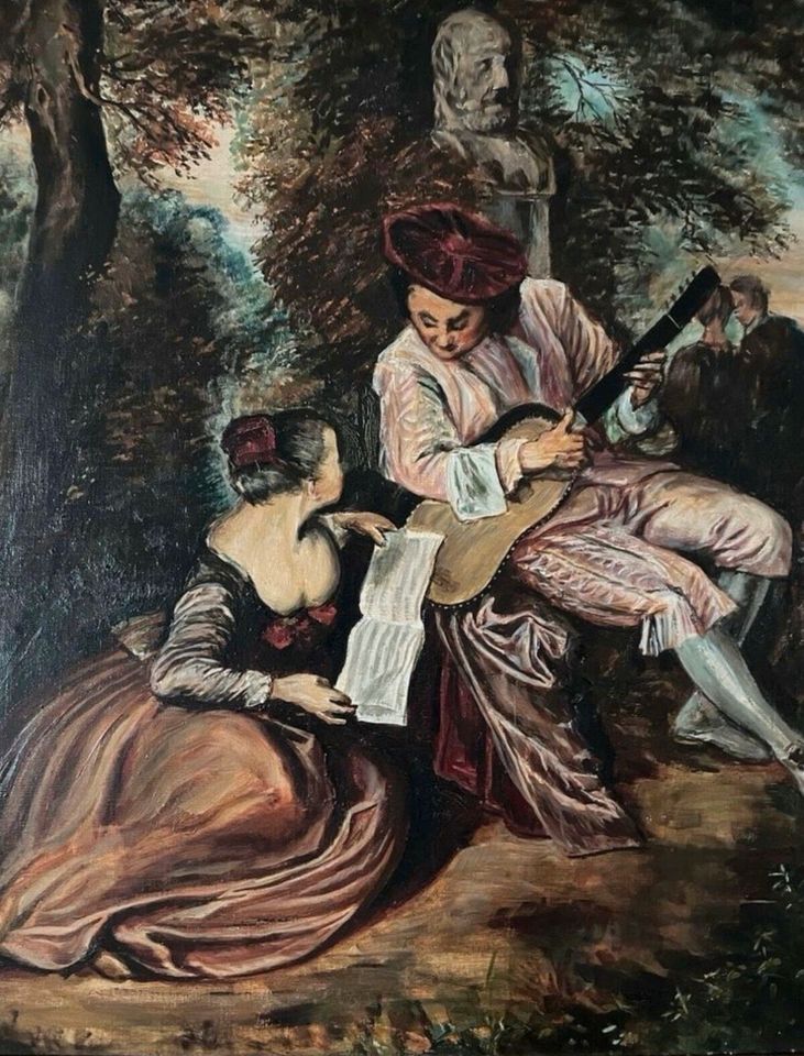 Antik Ölgemälde Öl Leinwand Scene Bild Gemälde A. Watteau in Hagen