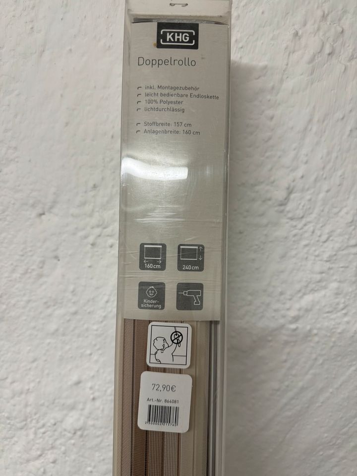 KHG Doppelrollo Creme/Braun NEU in Krostitz