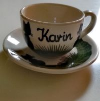 Tasse mit Untertasse, Name "Karin", Katze schwarz, unbenutzt Baden-Württemberg - Kusterdingen Vorschau