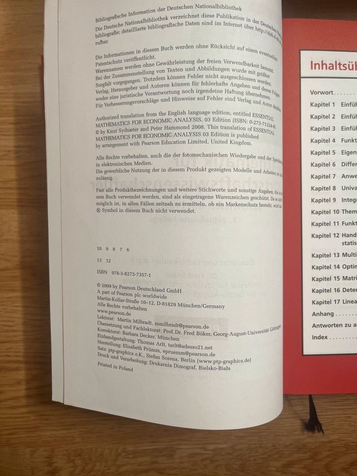 Buch Mathematik für Wirtschaftswissenschaftler Sydsæter Pearson in Stuttgart