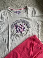 Sportliches Set T-Shirt. Kurz Leggins pink violett. Silber, 122 Nordrhein-Westfalen - Hilden Vorschau