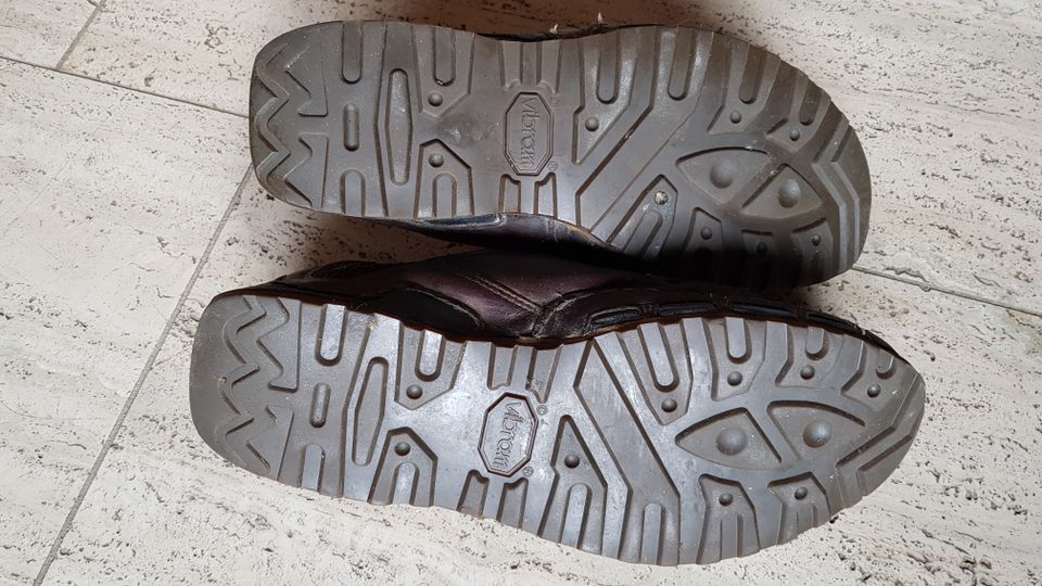 Dock Vibram Leder Mokkasins Sandalen Schuhe braun Gr. 46 in Stadecken-Elsheim