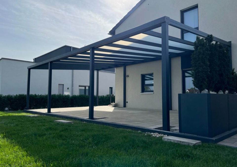 Alu-Terrassenüberdachung Glasdach 7 x 3m VSG 8 Glas inkl. Montage in Stein