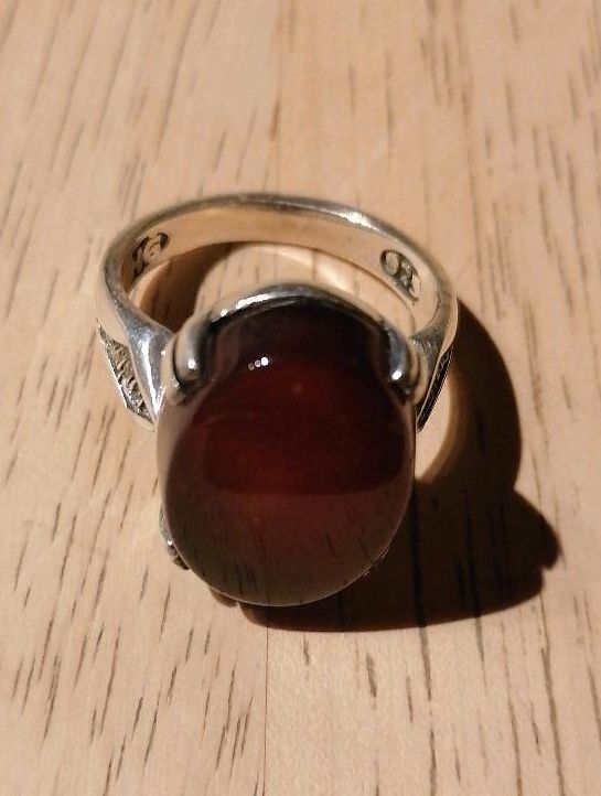 Echt Achat Stein & silber Ring, Herren/Damen Ring, Rot, wie neu in Tübingen