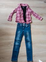 Mädchen set 134 140 Jeans kariertes Hemd shirt Outfit Frühling ba Bochum - Bochum-Süd Vorschau