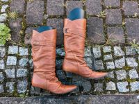 Schicke SMH Stiefel Damen Leder Raffoptik | Gr. 39 braun Bayern - Waldbüttelbrunn Vorschau