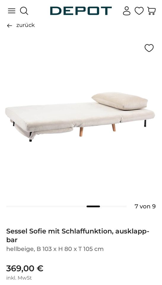 Sessel/Sofa mit Schlaffunktion, ausklappbar in Köln