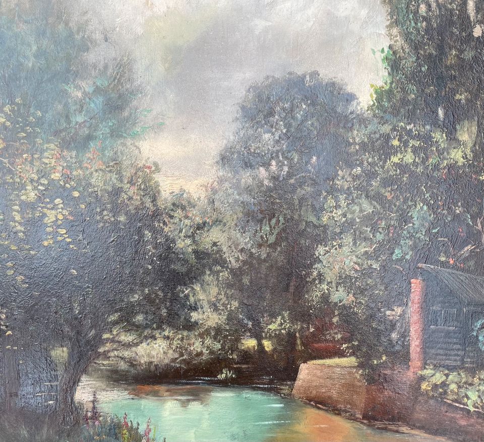 Ölgemälde Yeend King (1855-1924) Fluss Landschaft antik alt groß in Mainburg