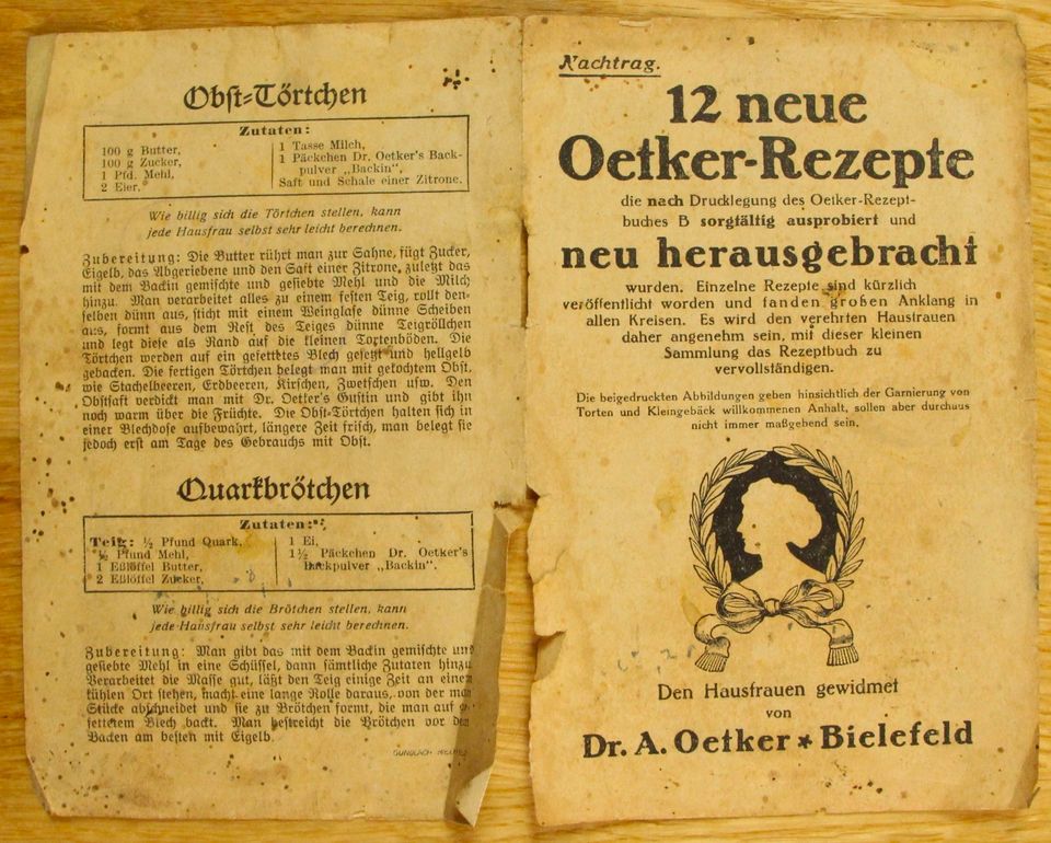 Dr. Oetker Werbung Schul-Kochbuch Heft Flyer Sammlung in Elze