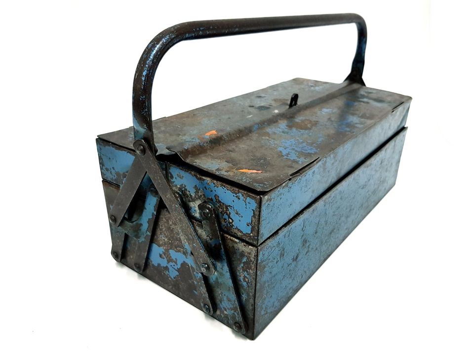 Werkzeugkasten blau rost Vintage Stahl Werkzeug Transport in Salem