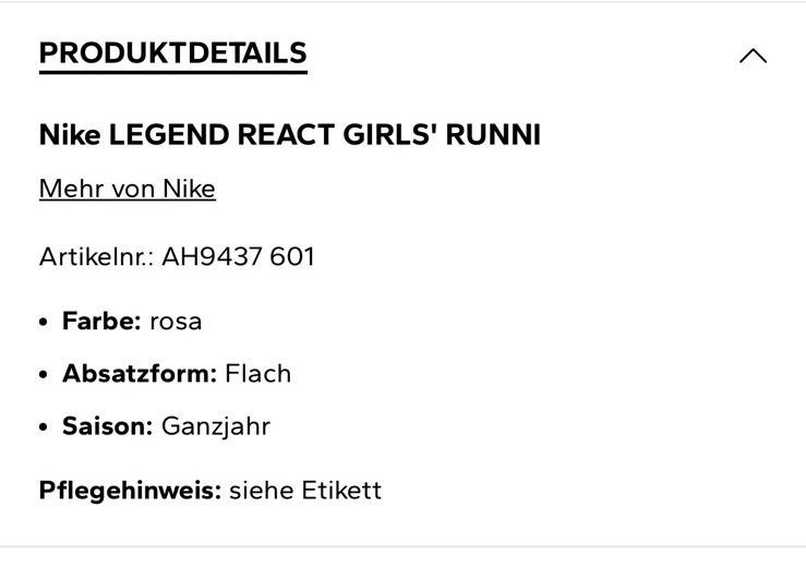 Nike Legend React Running Sportschuhe Damen/Kinder rosa gr. 36,5 in Essen