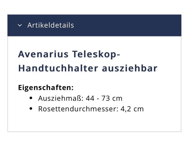 Avenarius Handtuchhalter ausziehbar Neu&Ovp in Köln