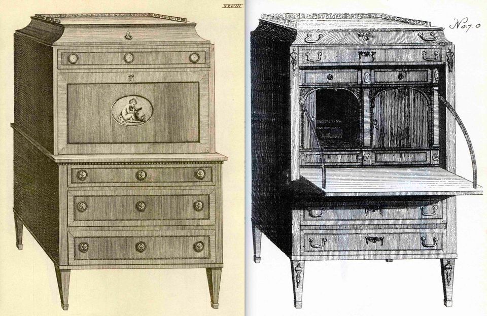 Antiker Sekretär nach Vorlagen Hoffmanns, Mahagoni, um 1800 in Gievenbeck