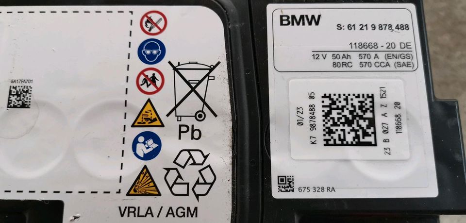 AGM Autobatterie BMW Audi VW Akku 50Ah 44Ah in Aulendorf