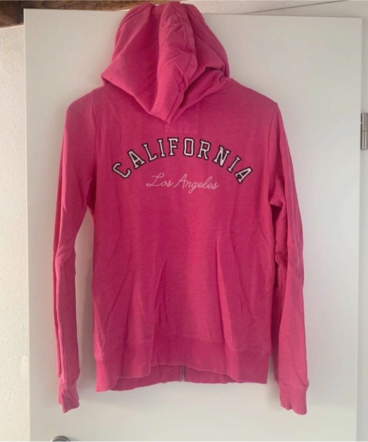 Hollister Hoodie Jacke Pink Rosa Weiß Größe M in Hemmingen