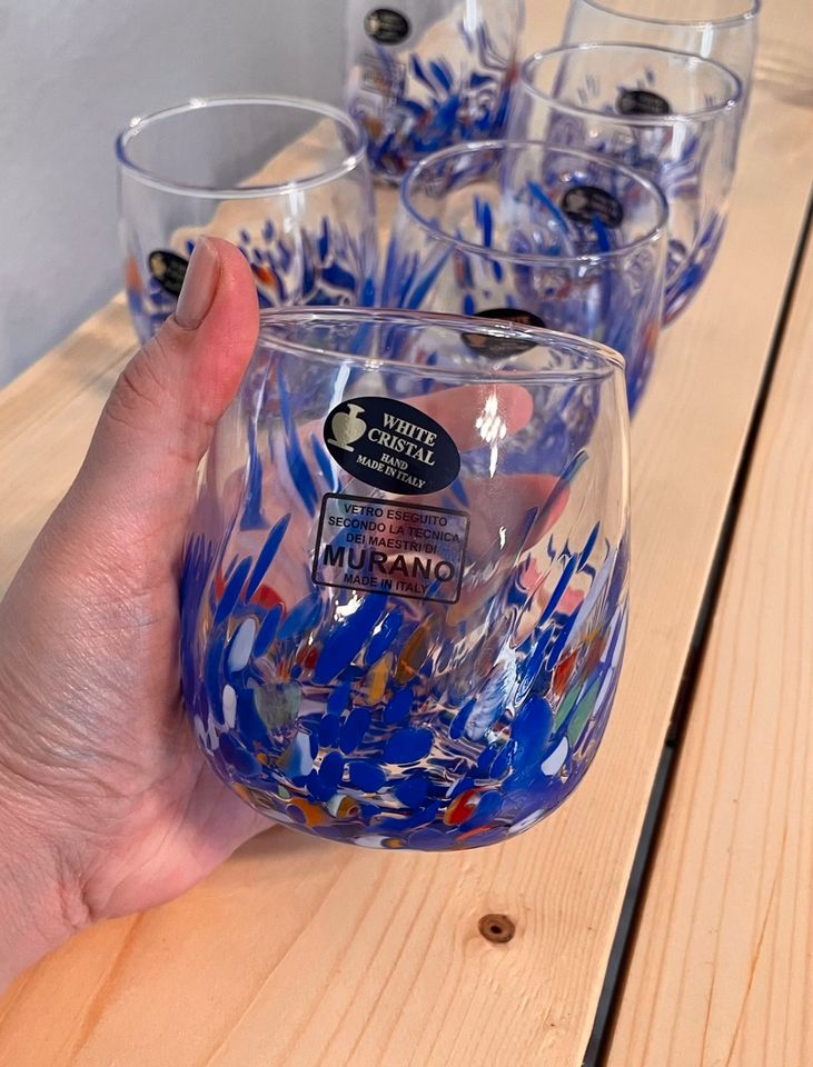 6 x wunderschöne Murano Gläser Trinkgläser Wassergläser blau in Dortmund