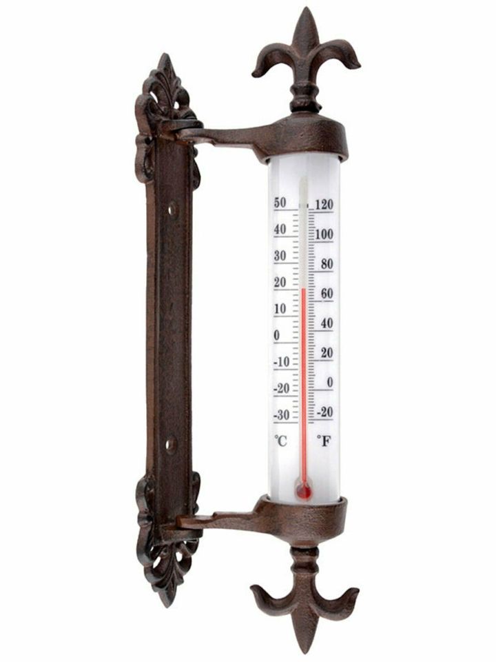 ☀ Thermometer schwenkbar "Lilie" aus Gusseisen *NEU/PAYPAL* Antik in Gera