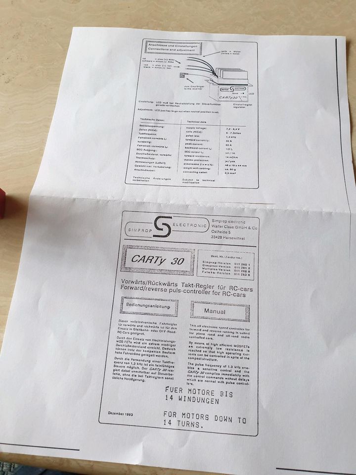 RC Modellbau Fahrtregler von Simprop in Kerpen
