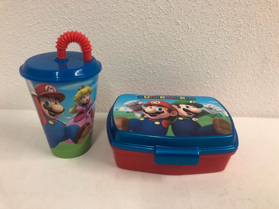 Super Mario Brotzeit Box + Trinkbecher m. Strohhalm - Neu in Haiming