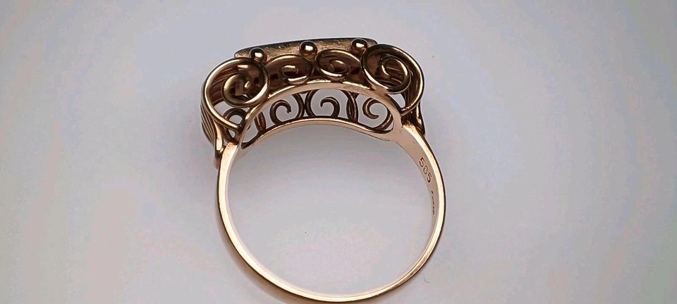 Antiker Jugendstil Trilogie Rubin Ring 585 Gold 14 k 57 in Reinstorf